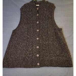 L.L. Bean Vintage Wool Blend Brown Cable Knit Sweater Vest Plus Size 3X